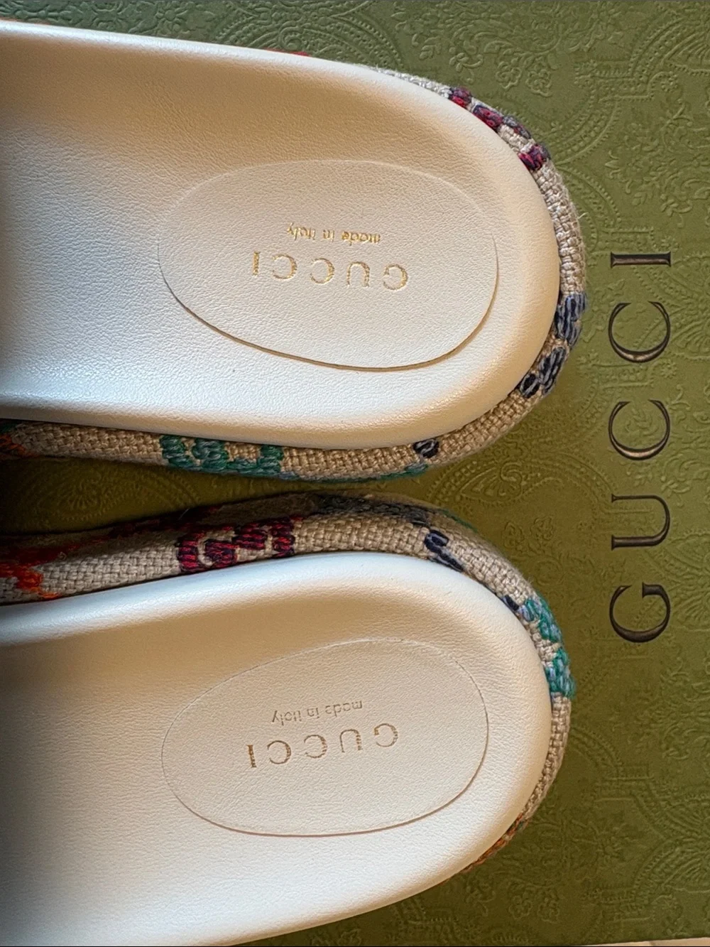 Gucci Rainbow GG Canvas Platform Slide Sandals